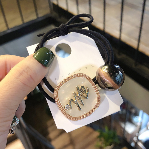Japanese and Korean hair rope ins black rubber band hair band temperament pearl hair tie women versatile Korean style rubber band hair band wholesale