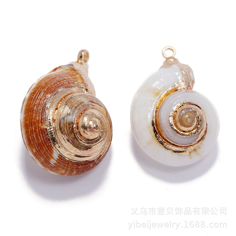 Золотая гальваника натуральная ракушка улитки пресной воды Pendant (Yibei), 2–3 см