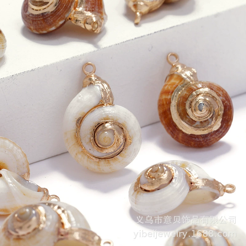 Золотая гальваника натуральная ракушка улитки пресной воды Pendant (Yibei), 2–3 см