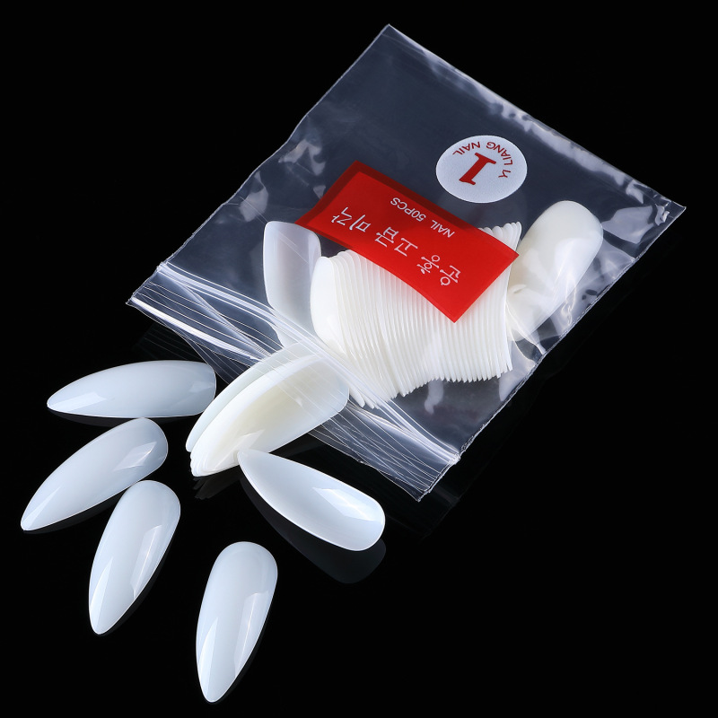 Nail art supplies wholesale Japanese pointed Round Head full paste transparent natural white 500 piece Oval nail
