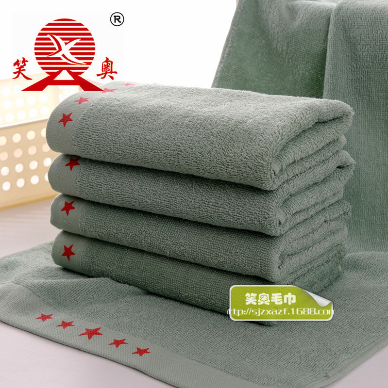 Factory wholesale custom student military training Summer Camp Cotton green towel absorbent face towel gift a generation of hair