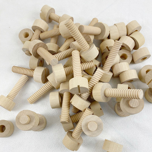 Wooden Screw Accessories Nut Set Toy Hand Made Wood Screws Custom Made Wooden Screw Toy Wholesale