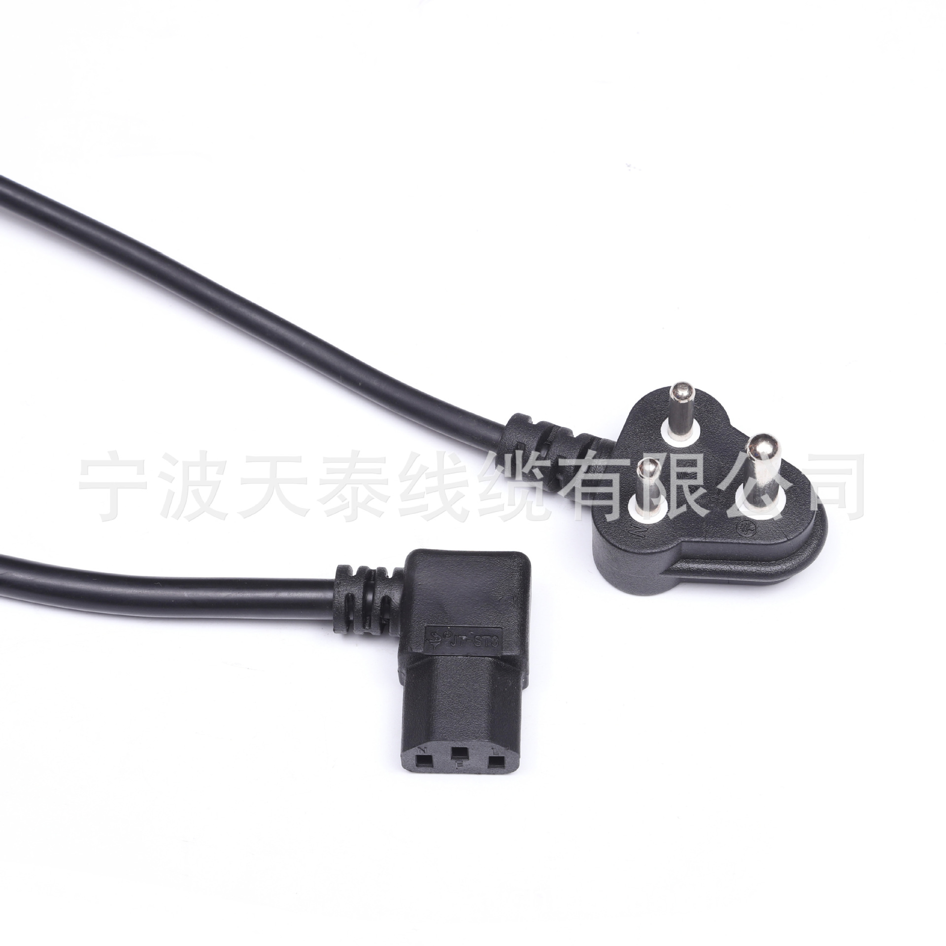 工厂直供 印度三芯电源线 小南非6A插头线 C13右弯头品字尾延长线