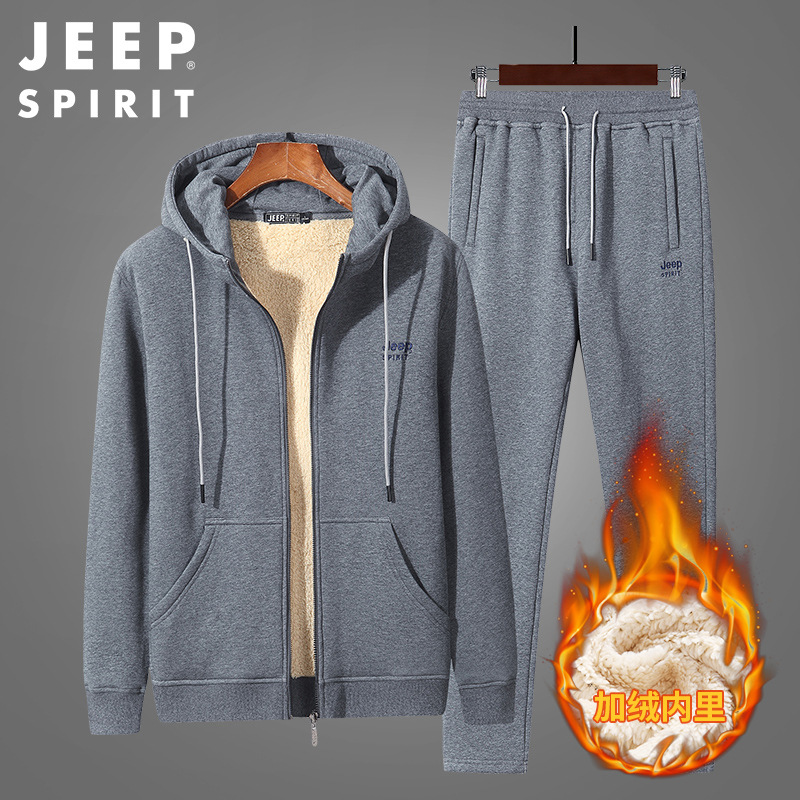JEEP SPIRIT 후드 남자의 가을과 겨울 양고기 스웨터 캐주얼 재킷 2027D2029D-2027D2032D