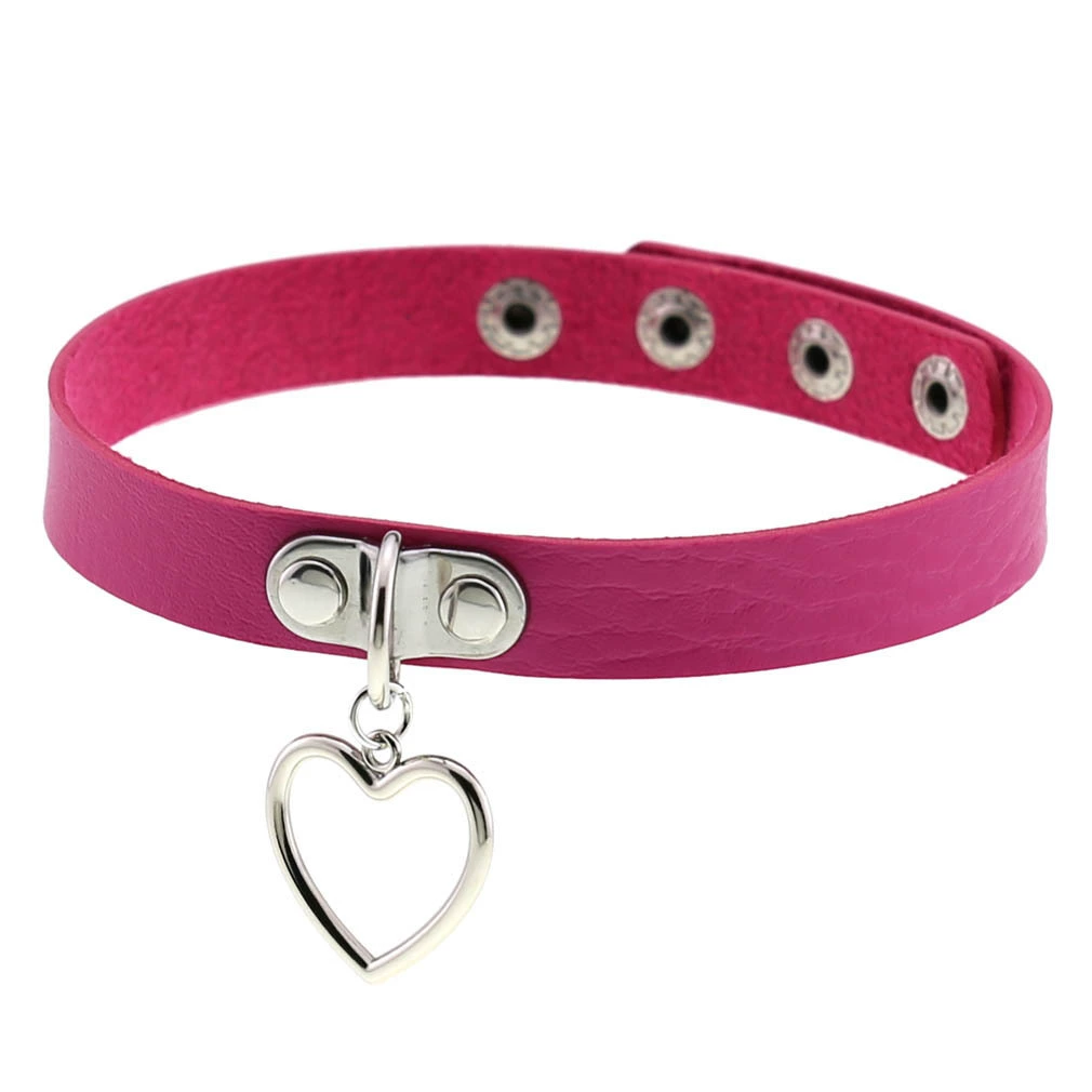 Ожерелье-ожерелье-choker из искусственной кожи PU с сердечком, регулируемая длина 32–39.5 см, 16 цветов