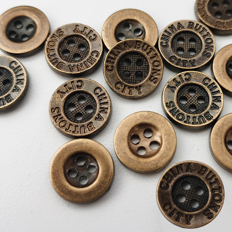 Plastic electroplated ABS buttons bronze wide-brim four-eye button shirt camouflage work clothes letter buttons