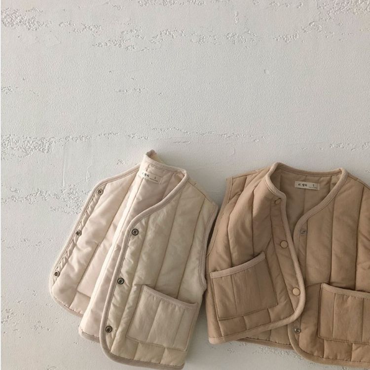 Estilo coreano ropa para niños retro chaleco a juego para niños y niñas práctico chaleco a prueba de viento otoño e invierno nuevo