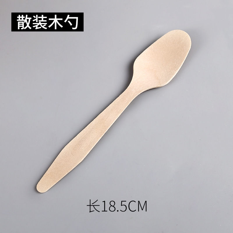 Desechables degradables cuchillo de abedul, tenedor y cuchara 20cm logotipo de marca bolsa de papel Kraft embalaje tenedor de madera y cuchara vajilla