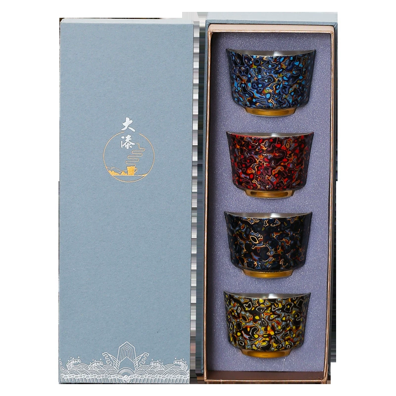 Tea Cup Ceramic Gift Set, Chinese Style with 925 Silver Accent, Gift Box, Custom Options