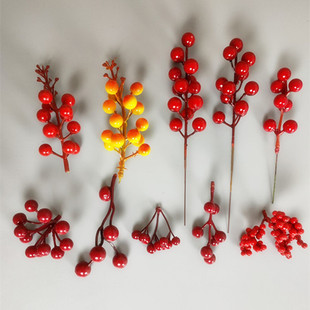 Christmas fruit red fruit new red fruit 14 fork rich fruit American small red fruit simulation fruit Holly fruit factory wholesale