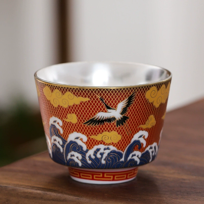 Tea Cup Ceramic Gift Set, Chinese Style with 925 Silver Accent, Gift Box, Custom Options