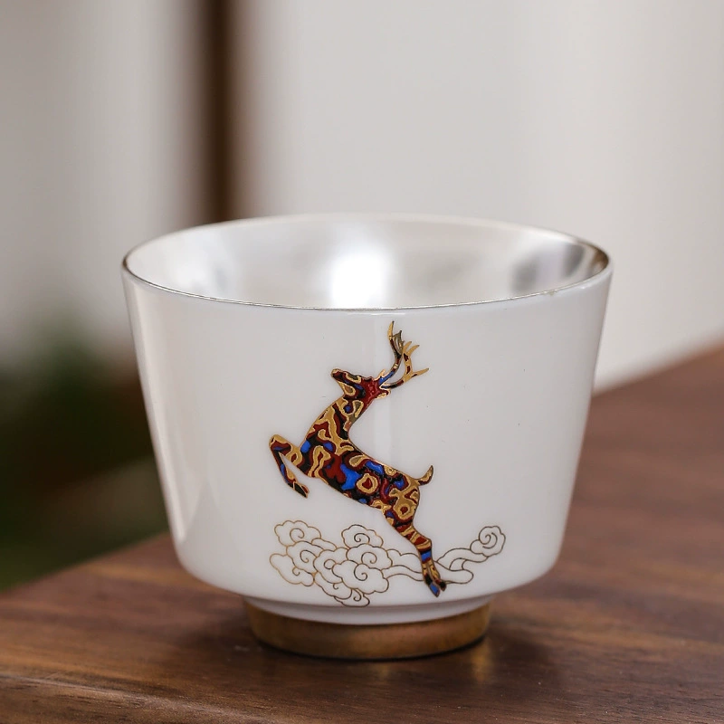 Tea Cup Ceramic Gift Set, Chinese Style with 925 Silver Accent, Gift Box, Custom Options
