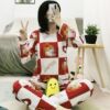 Demi-season brand pijama, cartoon cute set for elementary school students, Korean style, long sleeve, autumn, loose fit