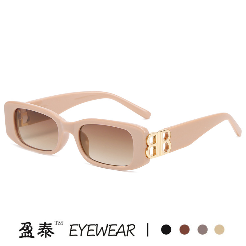 New B Family European and American Retro Small Frame Sunglasses Female Internet Celebrity Street Photography Square Sunglasses Cross-Border Versatile Sunglasses