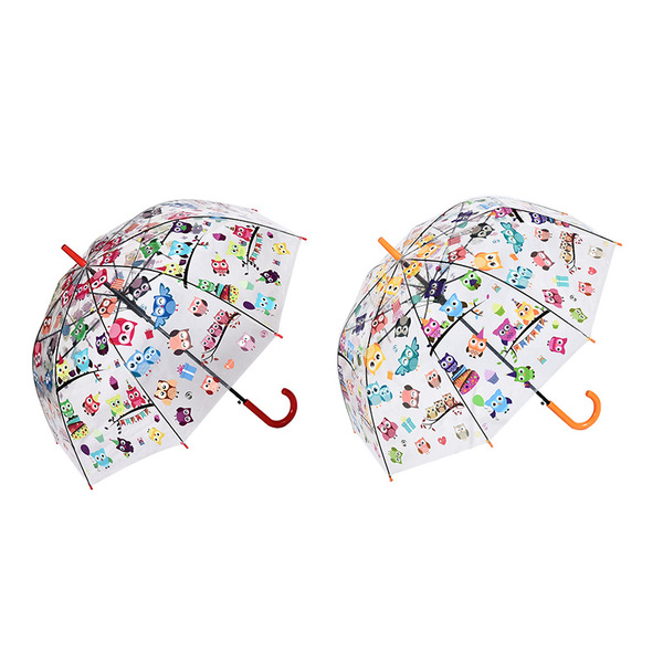 Transparent umbrella cartoon owl wholesale POE hand automatic long…
