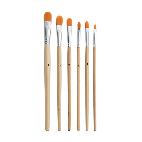 Cross-border oil paint brush set of 6 acrylic paint color graffiti painting birch pole nylon brush Pingfeng