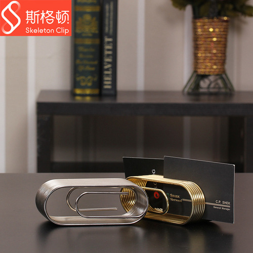 skeleton clip metal European and American export electroplating business card display box card storage seat hollow business card holder