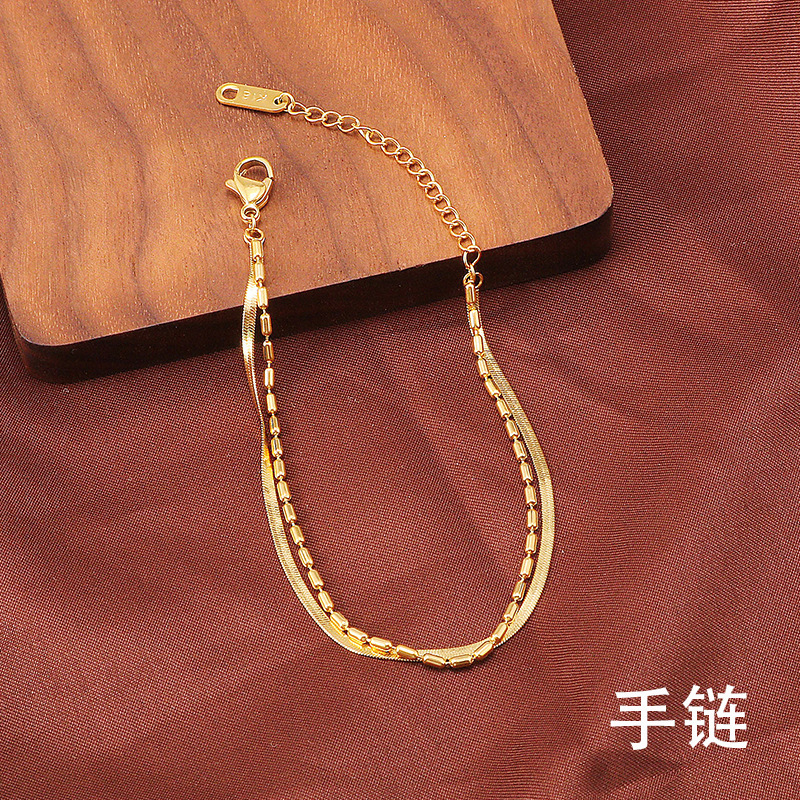 Simple Cold Style Double-layer Snake Bone Bracelet Women's Ins All-match Fashion Trendy Design Elegant Internet Celebrity Color-free