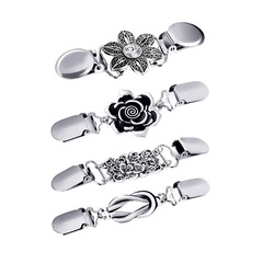 亞馬遜歐美秋冬4件套復古毛衣披肩夾開衫領夾鴨嘴夾胸針女