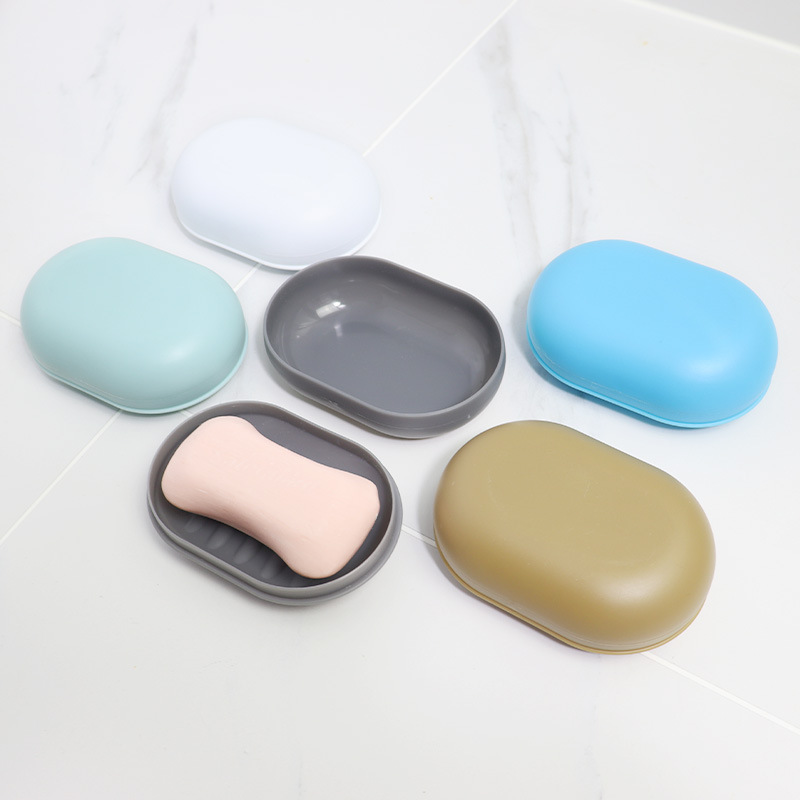 Caja de jabón portátil de viaje japonés creativo transfronterizo con tapa drenaje doble capa jabonera caja de jabón de plástico