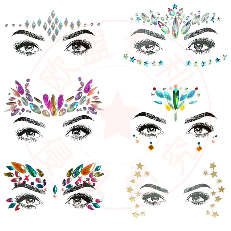 New acrylic face drill stickers Halloween luminous tattoo Diamond diamond processing to map sample sticky drill point drill