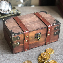 复古藏宝盒木质装饰储物盒带锁手工盒子带盖塔罗牌卡片盒礼盒直销