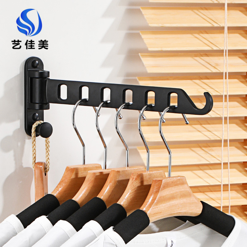 Punch-free Space Aluminum Drying Rack Wall Hanging Balcony 180-degree Rotatable Clothes Drying Artifact Invisible Hanger Storage Rack