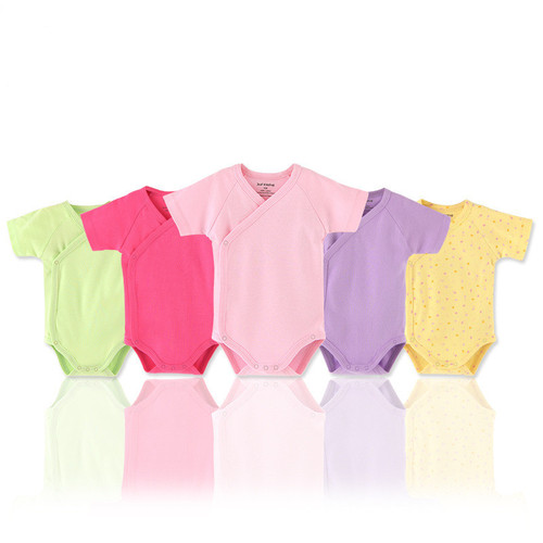 Newborn clothes, summer short-sleeved baby jumpsuits for boys and girls, baby jumpsuits, triangle jumpsuits, pure cotton crawl suits