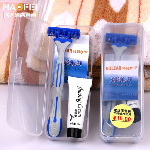 Business hotel star hotel supplies disposable razor manual double-layer stainless steel razor high-end