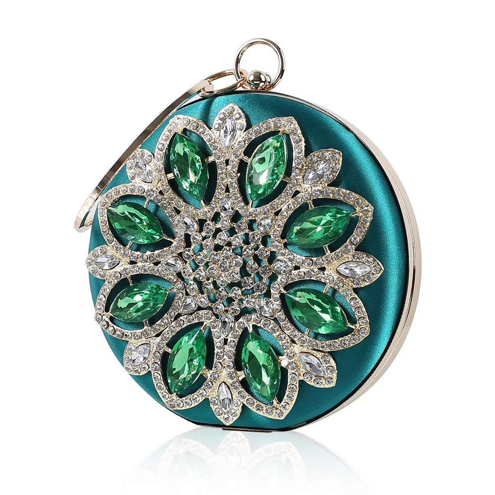 Bolso de noche incrustado en diamantes de moda transfronteriza bolso de mujer vintage de seda bolso redondo crossbody de mano bolso cheongsam rhinestone del todo fósforo para mujer