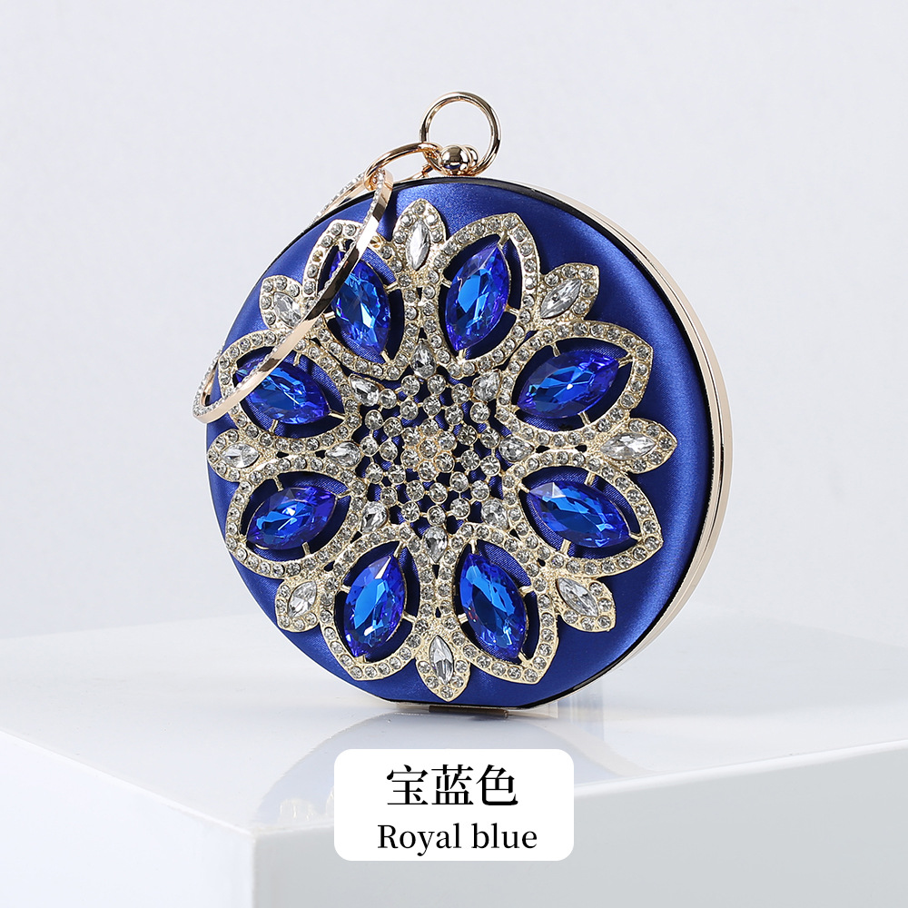 Bolso de noche incrustado en diamantes de moda transfronteriza bolso de mujer vintage de seda bolso redondo crossbody de mano bolso cheongsam rhinestone del todo fósforo para mujer