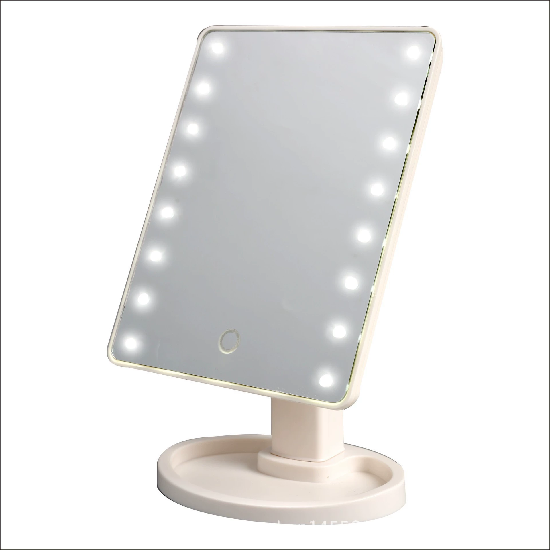 LED косметическое зеркало с сенсорной панелью, настольное зеркало для макияжа, 16 или 22 огня, вращение на 360° с лотком для хранения