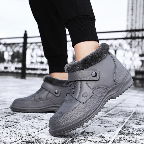 New Model Import/Export Northeast Snow Boots for Men - Winter Warmth, Fleece Lined, Thick Outdoor Cotton Boots for Middle-Aged and Elderly, Plus Size Short Boots