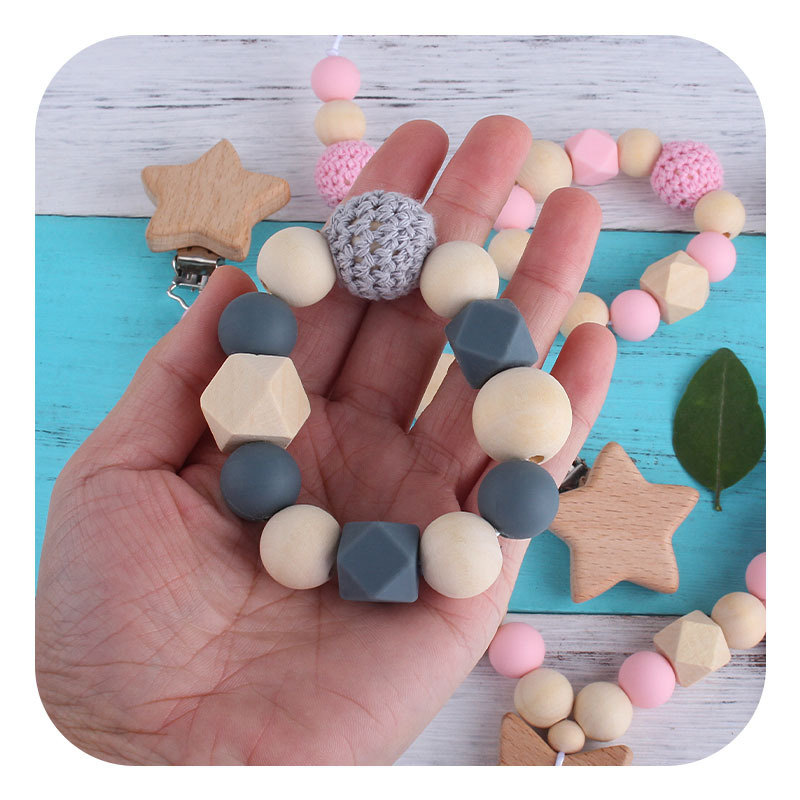 DIY sonajero de cinco puntas estrella juguete cuna cochecito coche colgando accesorios bebé chupete cadena mordedor juego molar