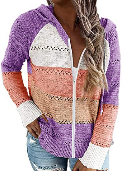 Comercio exterior transfronterizo Orden original nuevo deseo Amazon eBay Otoño e Invierno Nuevo suéter con capucha a rayas image 25