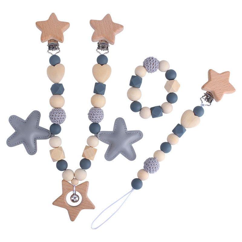 DIY sonajero de cinco puntas estrella juguete cuna cochecito coche colgando accesorios bebé chupete cadena mordedor juego molar