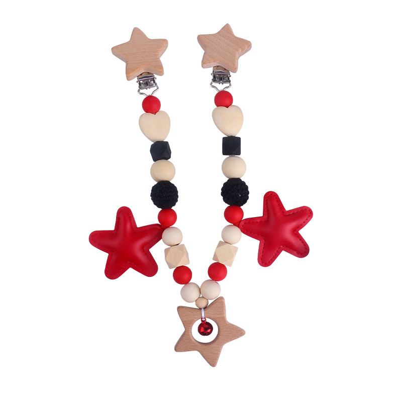 DIY sonajero de cinco puntas estrella juguete cuna cochecito coche colgando accesorios bebé chupete cadena mordedor juego molar