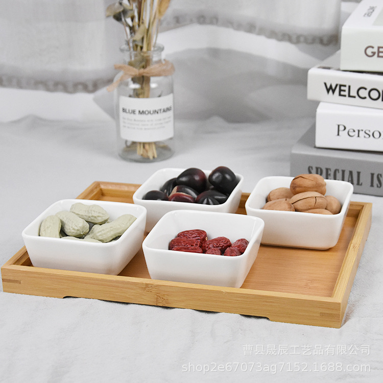 Fábrica al por mayor bandeja de té de bambú bandeja de madera rectangular bandeja de té de bambú japonés fruta bandeja de madera bandeja de barbacoa