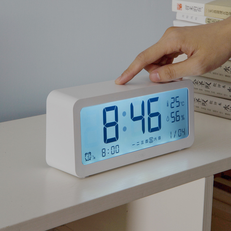 Deli 8827 reloj despertador electrónico simple dormitorio de los niños luminoso digital inteligente reloj para estudiantes image 4