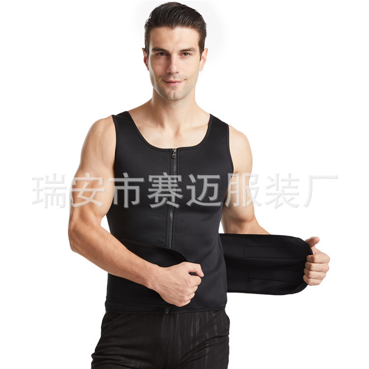 Body Shaping ropa Amazon europeo y americano más el tamaño del vientre de los hombres que se contraen la cintura que adelgaza la ropa de fitness deportes sudor chaleco vientre que contrae corsé image 7