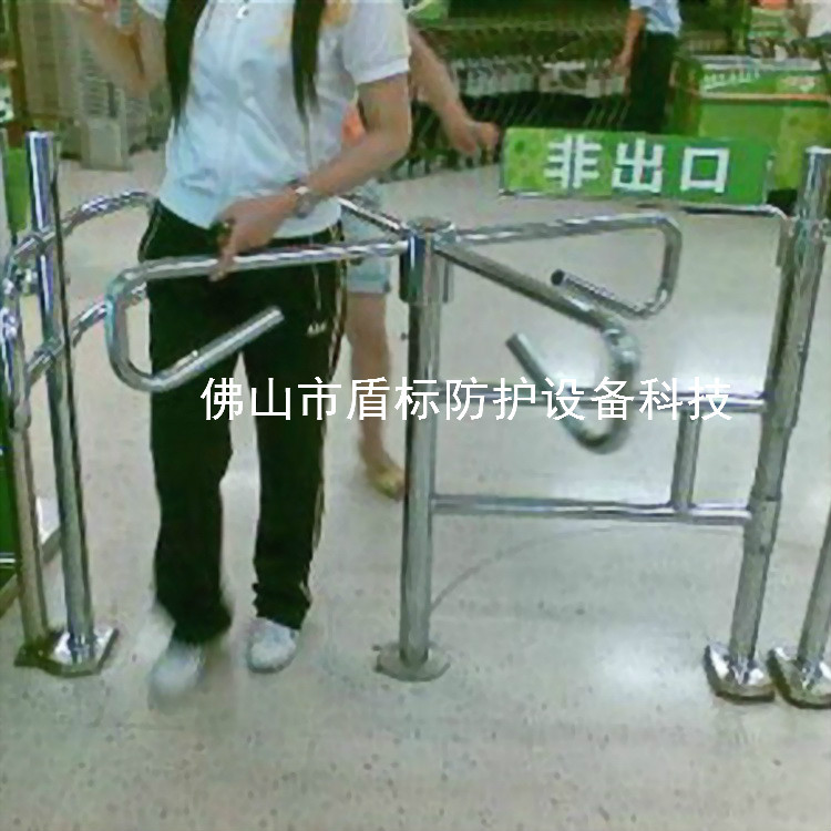 超市单向手推入口门 非出口防盗通道旋转滚闸 简易十字门三辊闸机