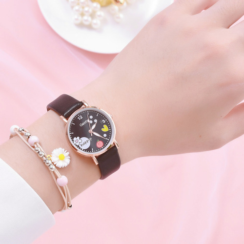 gaiety new ladies is style pu strap watch bracelet combination set student girl gift factory wholesale