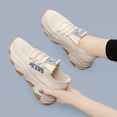 運動休閒溶解鞋ins百搭2024新款春季女鞋軟底飛織單鞋青少年潮鞋