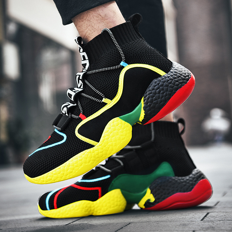 Amazon's Hottest Men's New Basketball Socks Shoes Autumn and Winter Versatile Fashionable Breathable Non-Slip Sports and Leisure Large Size Shoes