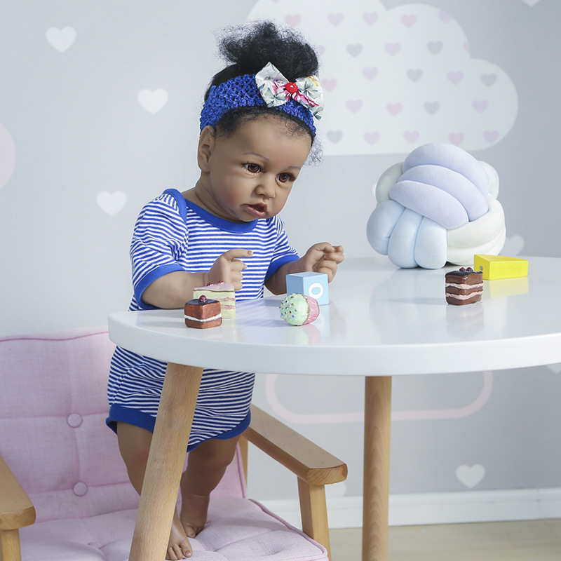 Renacer Saskia afroamericano bebé niña simulación bebé renacido muñeca