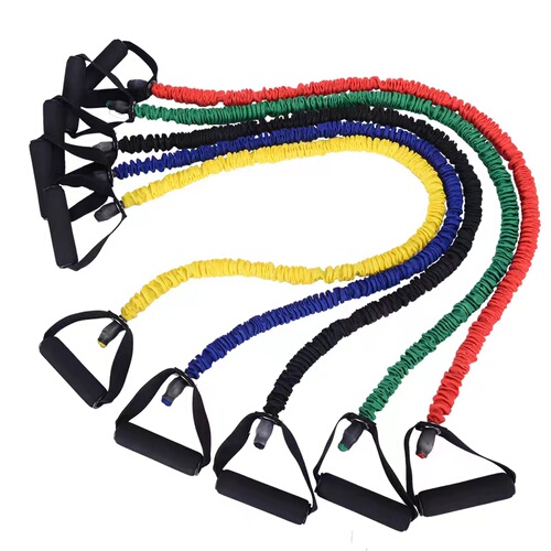 11-piece set of tension rope fitness men's elastic resistance band strength training chest muscle equipment tensioner chest expansion elastic rope
