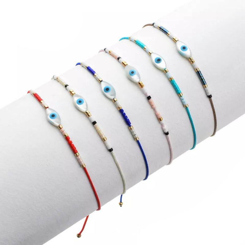 2020 Japan imported Miyuki rice beads hand-woven Turkish evil eye shell bracelet simple fashion women's bracelet