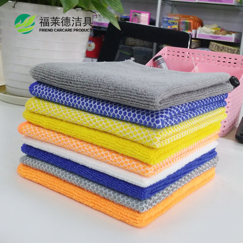 Ultra-fine Fiber Thick Cotton Yarn Dishcloth Dual-Side Mesh Towel Lazy Rag Kitchen Dish Towel Scouring Cloth