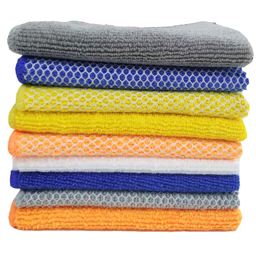 Ultra-fine Fiber Thick Cotton Yarn Dishcloth Dual-Side Mesh Towel Lazy Rag Kitchen Dish Towel Scouring Cloth