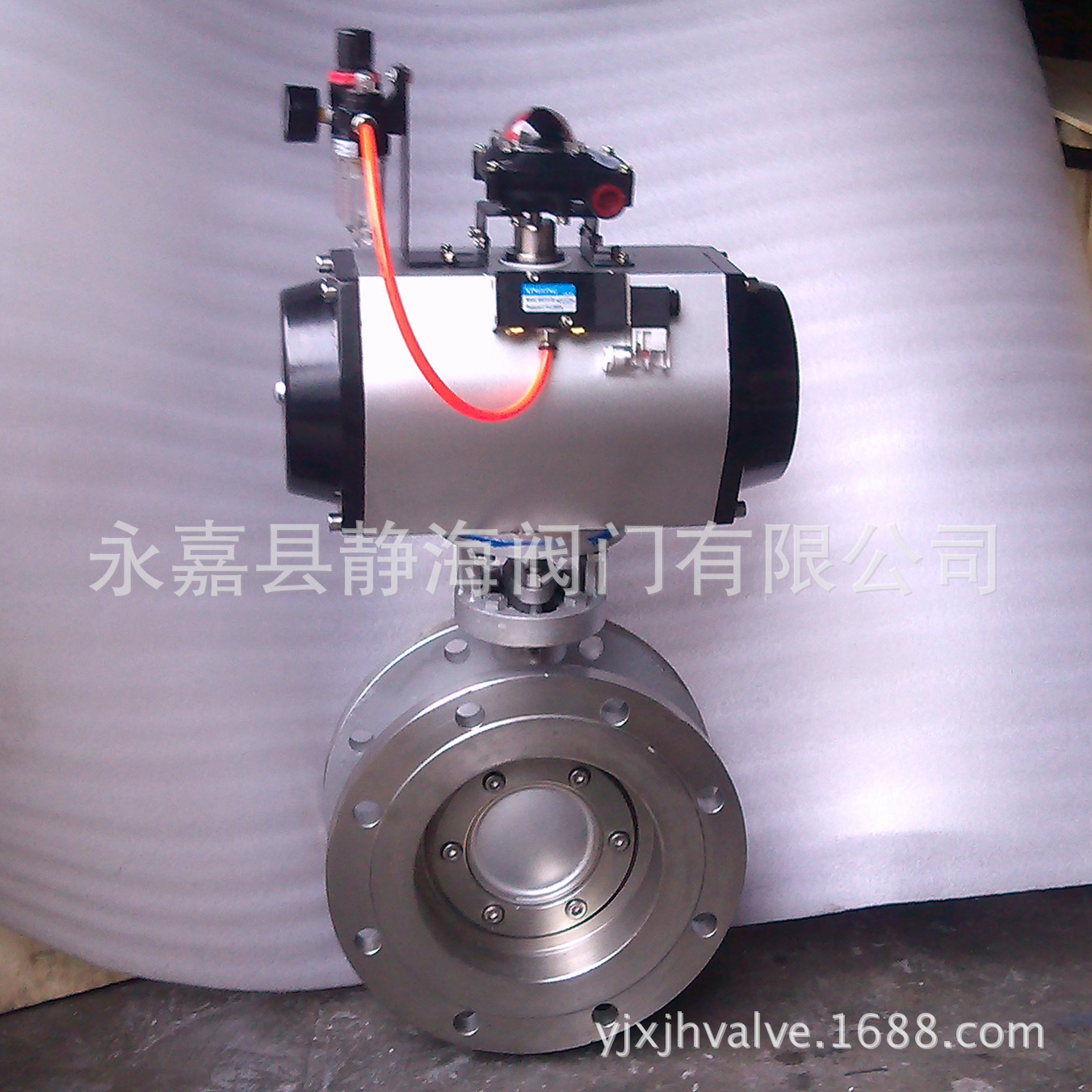 A瀞海D643W-16P气动不锈钢三偏心蝶阀 双法兰 气动硬密封蝶阀